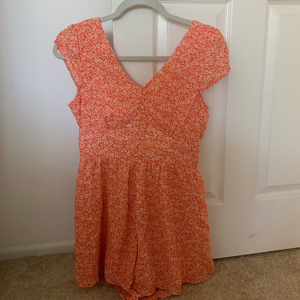 Orange Floral Romper